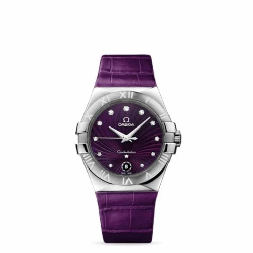 Omega Constellation Quartz 35 Stainless Steel / Purple Supernova / Alligator 123.13.35.60.60.001 (12313356060001)